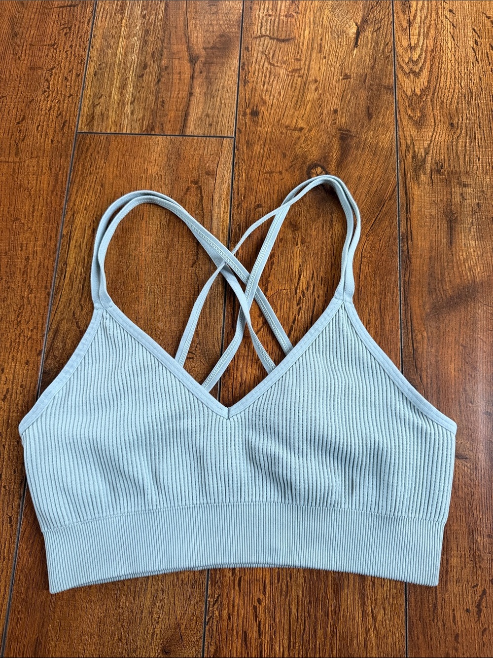 aerie Light Blue Ribbed Crossback Bralette